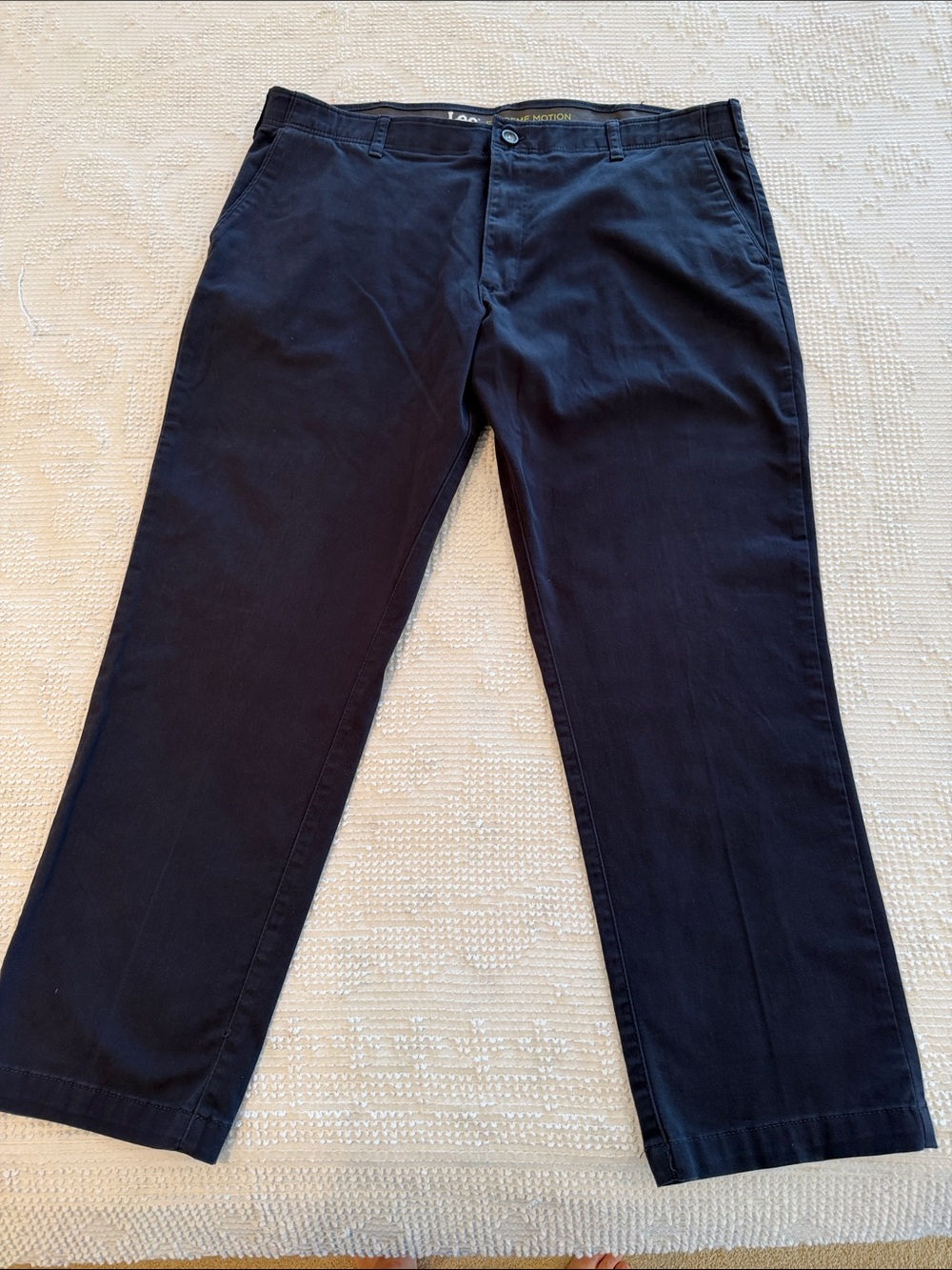 Lee Extreme Motion relaxed taper flat front pants in Navy 40x30